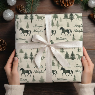 Jingle Neighs" Paardeninpakpapier Aangepaste naa Cadeaupapier