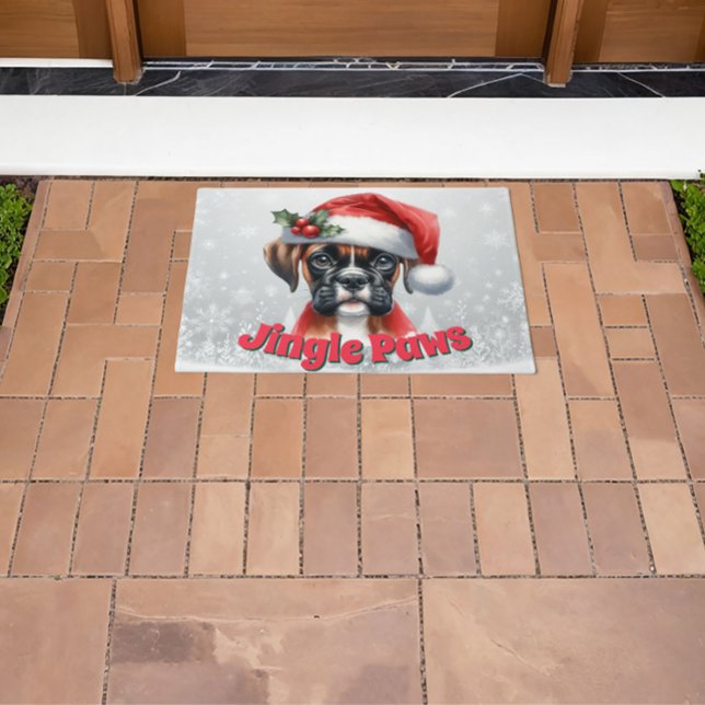 Jingle Paws and Boxer Dog Joy  Deurmat (Creator heeft geüpload)