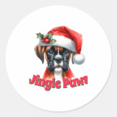 Jingle Paws And Boxer Dog Joy Ronde Sticker (Voorkant)