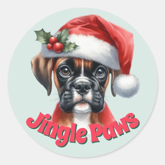 Jingle Paws en Boxer Dog Joy Ronde Sticker (Voorkant)