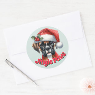 Jingle Paws en Boxer Dog Joy Ronde Sticker