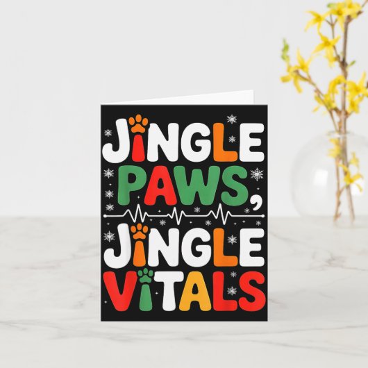 Jingle Paws Jingle Vitals Funny Vet Nurse Xmas Kaart (Gele Bloem)