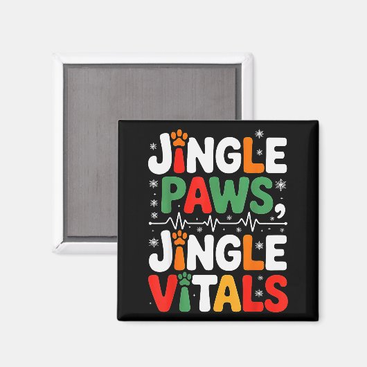 Jingle Paws Jingle Vitals Funny Vet Nurse Xmas Magneet (Voorkant / Achterkant)