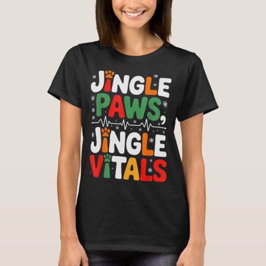 Jingle Paws Jingle Vitals Funny Vet Nurse Xmas T-shirt (Voorkant)