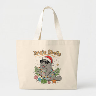 Jingle Shells Tropische Kerstman Zeekoe Kerstmis Grote Tote Bag