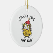 Jingle Uil de manier Grappige Santa Uil Keramisch Ornament (Rechts)