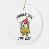Jingle Uil de manier Grappige Santa Uil Keramisch Ornament (Links)