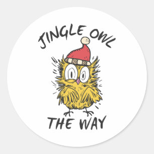 Jingle Uil de manier Grappige Santa Uil Ronde Sticker