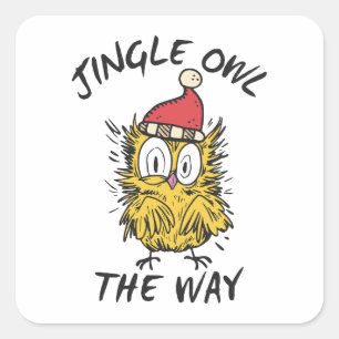 Jingle Uil de manier Grappige Santa Uil Vierkante Sticker