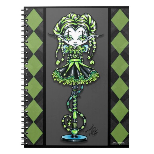 Jinxy Pixie Stick Green Jester Fairy-laptop Notitieboek (Voorkant)