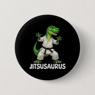 Jitsusaurus Dinosaur Karate Martial Arts Pretentie Ronde Button 5,7 Cm