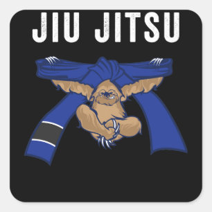 Jiu Jitsu BJJ Sloth Jiu Jitsu Blue Belt met Vierkante Sticker