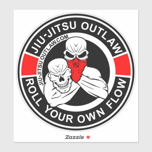 Jiu-Jitsu Cirkel - ZwartRood-2D Sticker (Vel)