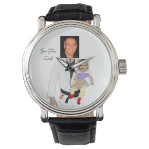 Jiu Jitsu Dad Custom Photos and Handwritten Text Horloge