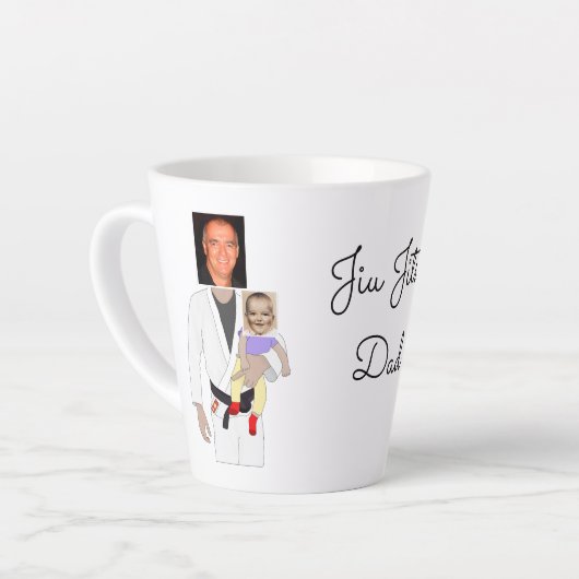 Jiu Jitsu Dad Custom Photos and Handwritten Text Latte Mok (Linkerhoek)
