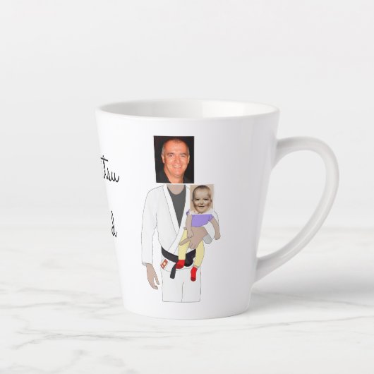 Jiu Jitsu Dad Custom Photos and Handwritten Text Latte Mok (Rechts)