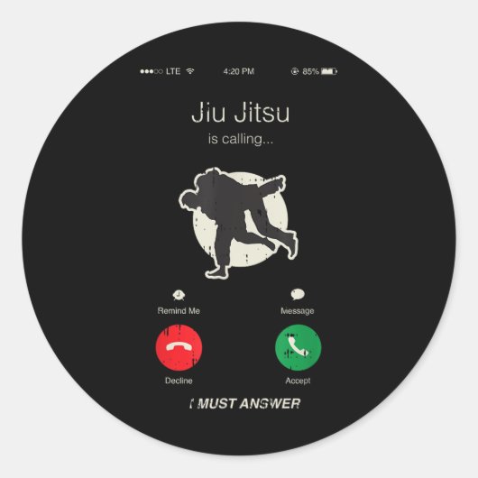 Jiu Jitsu noemt vechtsporten coole MMA-vechter Ronde Sticker (Voorkant)