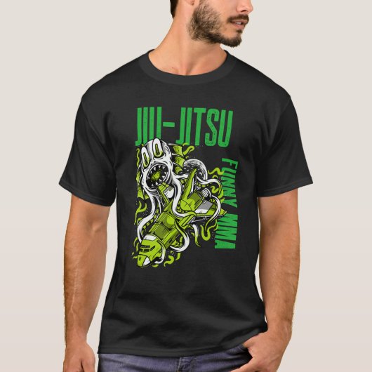 Jiu Jitsu Space Monster, Rocket Ship, Grapple, Mma T-shirt (Voorkant)