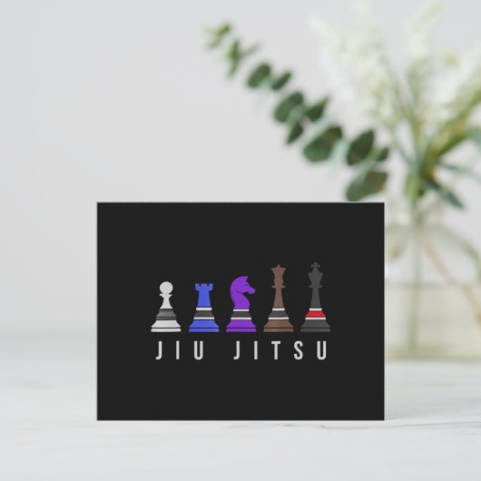 jiu jitsu training chess , gift bjj met tekst . feestdagenkaart (Staand voorkant)
