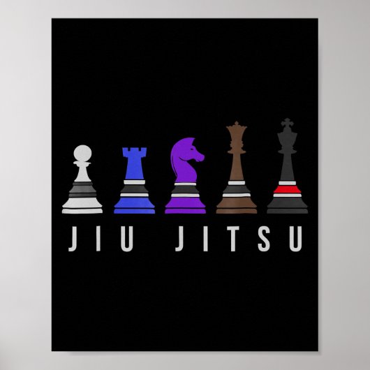 jiu jitsu training chess , gift bjj met tekst . poster (Voorkant)