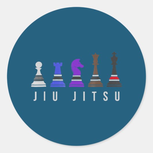 jiu jitsu training chess , gift bjj met tekst . ronde sticker (Voorkant)