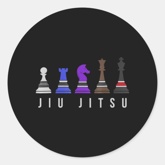 jiu jitsu training chess , gift bjj met tekst . ronde sticker (Voorkant)
