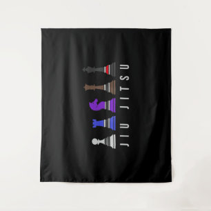 jiu jitsu training chess , gift bjj met tekst . wandkleed