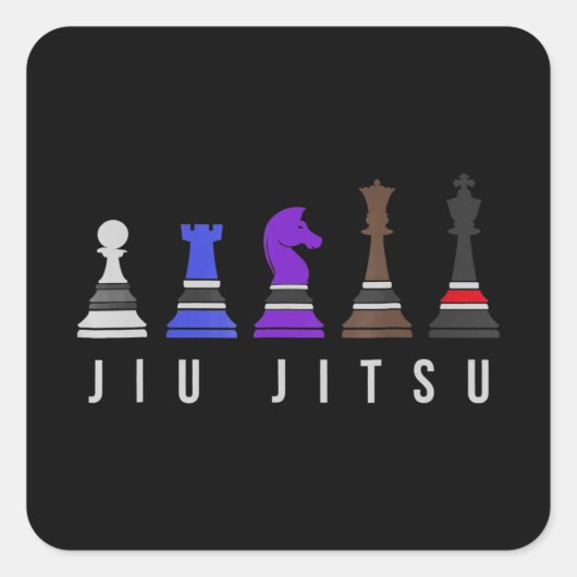 jiu jitsu    trainingschess , gift bjj met tekst . vierkante sticker (Voorkant)