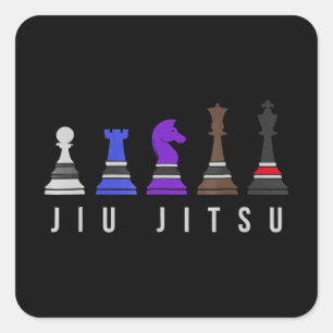 jiu jitsu    trainingschess , gift bjj met tekst . vierkante sticker