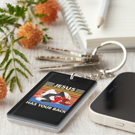 Jiu Jitsu's Jesus heeft je achterlijke MMA Brazili Sleutelhanger (Voorkant Rechts)