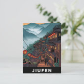 Jiufen Taiwan Avond Briefkaart (Staand voorkant)