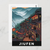Jiufen Taiwan Avond Briefkaart (Voorkant / Achterkant)
