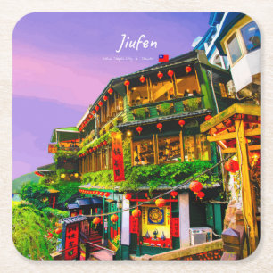 Jiufen, Taiwan - Oude Theesalon Vierkante Kartonnen Onderzetter
