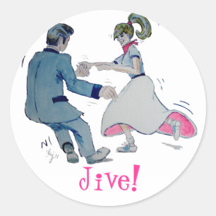 Jive Fun, zwendende danssteen en rolsteen Ronde Sticker