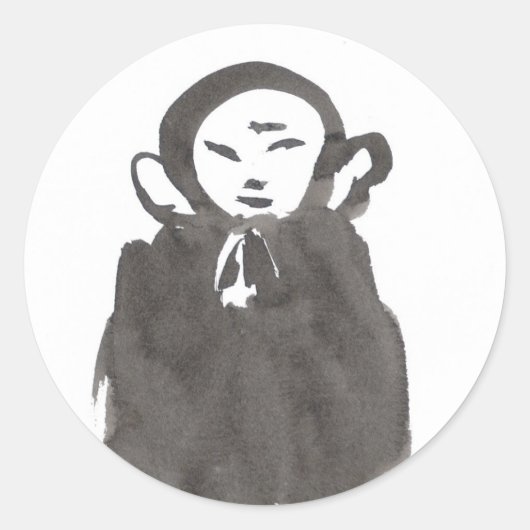Jizo de Monk in Meditatie Stickers (Voorkant)