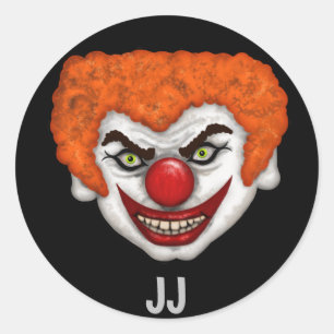 JJ de Creepy Clown   Halloween Fun Ronde Sticker
