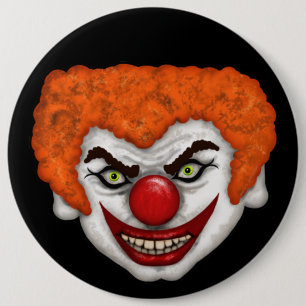 JJ de Creepy Face Clown   Art c)2020 van de kerrie Ronde Button 6,0 Cm