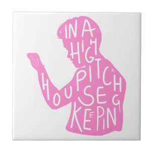 JJs silhouet huishoudelijke quote in pastelroze Tegeltje