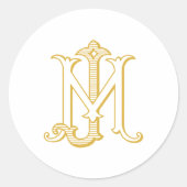JM ou MJ Monogram vintage antiquité autocollant en (Devant)