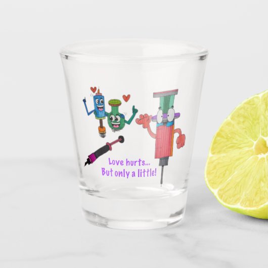 JMCdesign COVID "shot" glas Love Hurts (Voorkant)