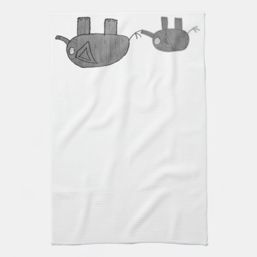 JMCdesign Grey Elephant Mam en Baby Kitchen Towel Theedoek (Verticaal)