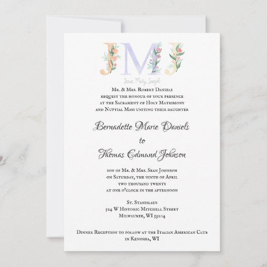 JMJ Faire-part de mariage catholique (Devant)