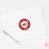 JMJ: Jezus, Maria, Jozef Logo (rood) Ronde Sticker (Envelop)