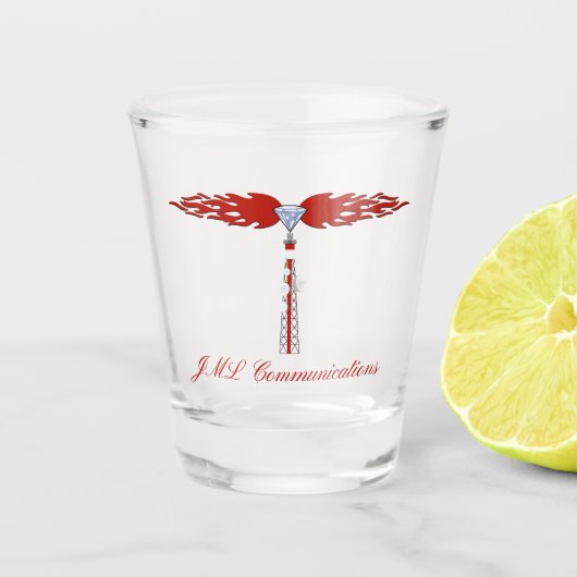 JML Communications Tower Logo Shot glass Shot Glas (Voorkant)