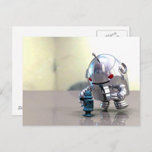 Jo Bot VS Little Blue Bot Briefkaart (Voorkant / Achterkant)