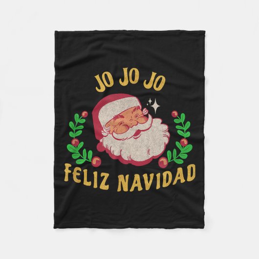 Jo Jo Jo Feliz Navidad Santa Christmas In Spanish Fleece Deken (Voorkant)