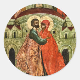 Joachim en Anna Ouders van het Theotokos-icoon Ronde Sticker