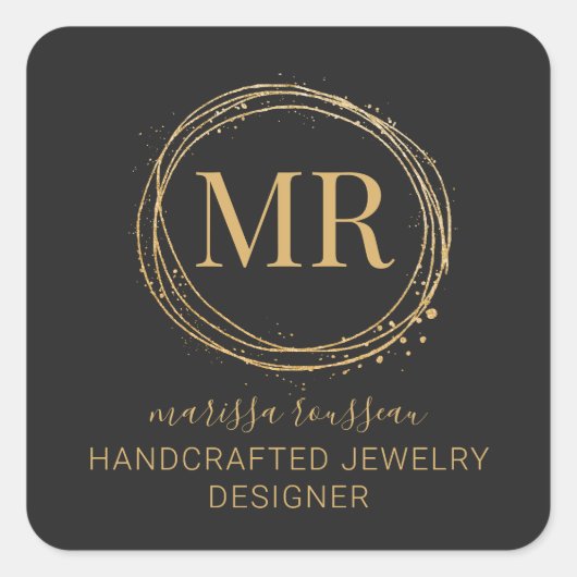 Joaillerie Designer Script Gold Noir Étiquettes (Devant)