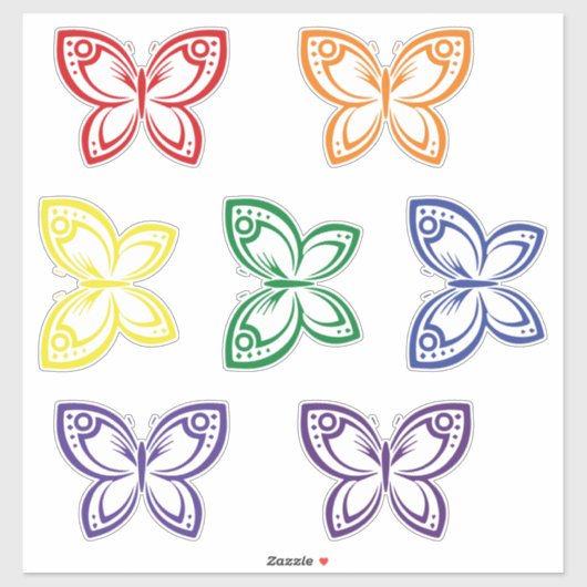 Joaillier Papillons Outline Stocker Set Sticker (Feuille)