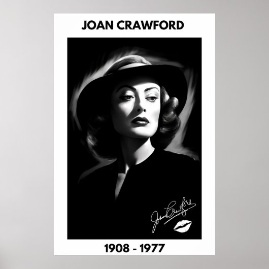 Joan Crawford, noir et blanc, affiche noir (Devant)